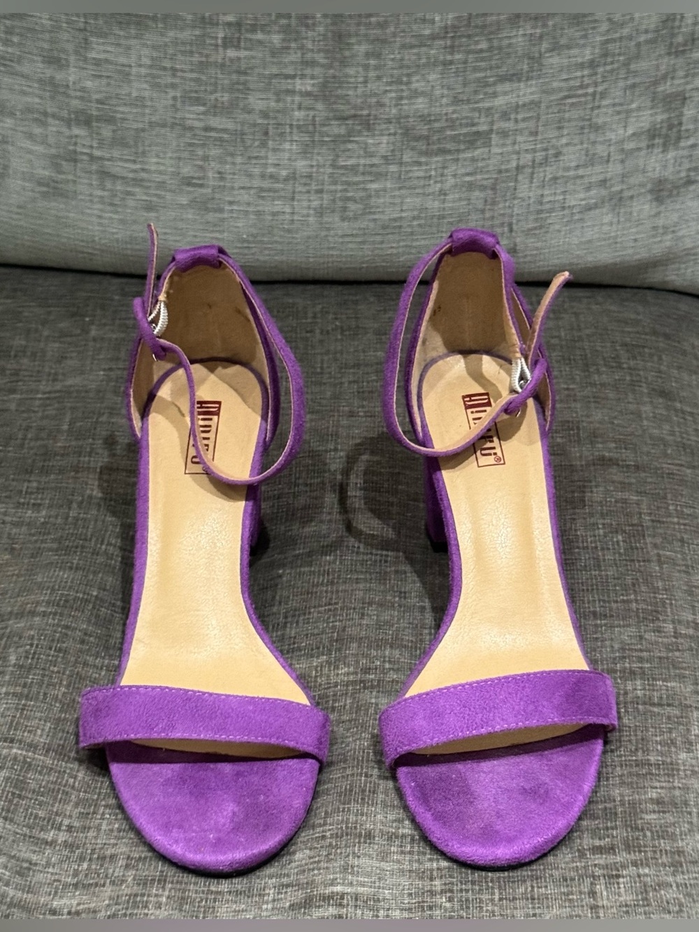 Vibrant Purple Ankle-Strap Block Heels